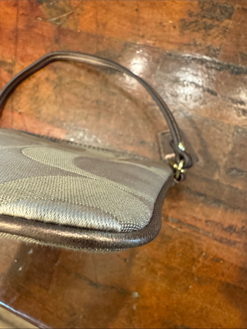 Coach Beige & Brown Floral Appliqué Wristlet - Picture 6 of 8